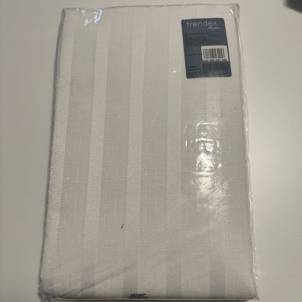 White Damask Stripe Tablecloth